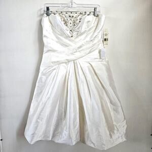 Eliza J New York Off White Missy Strapless Wedding Dress Size 12 NWT Beach Mini